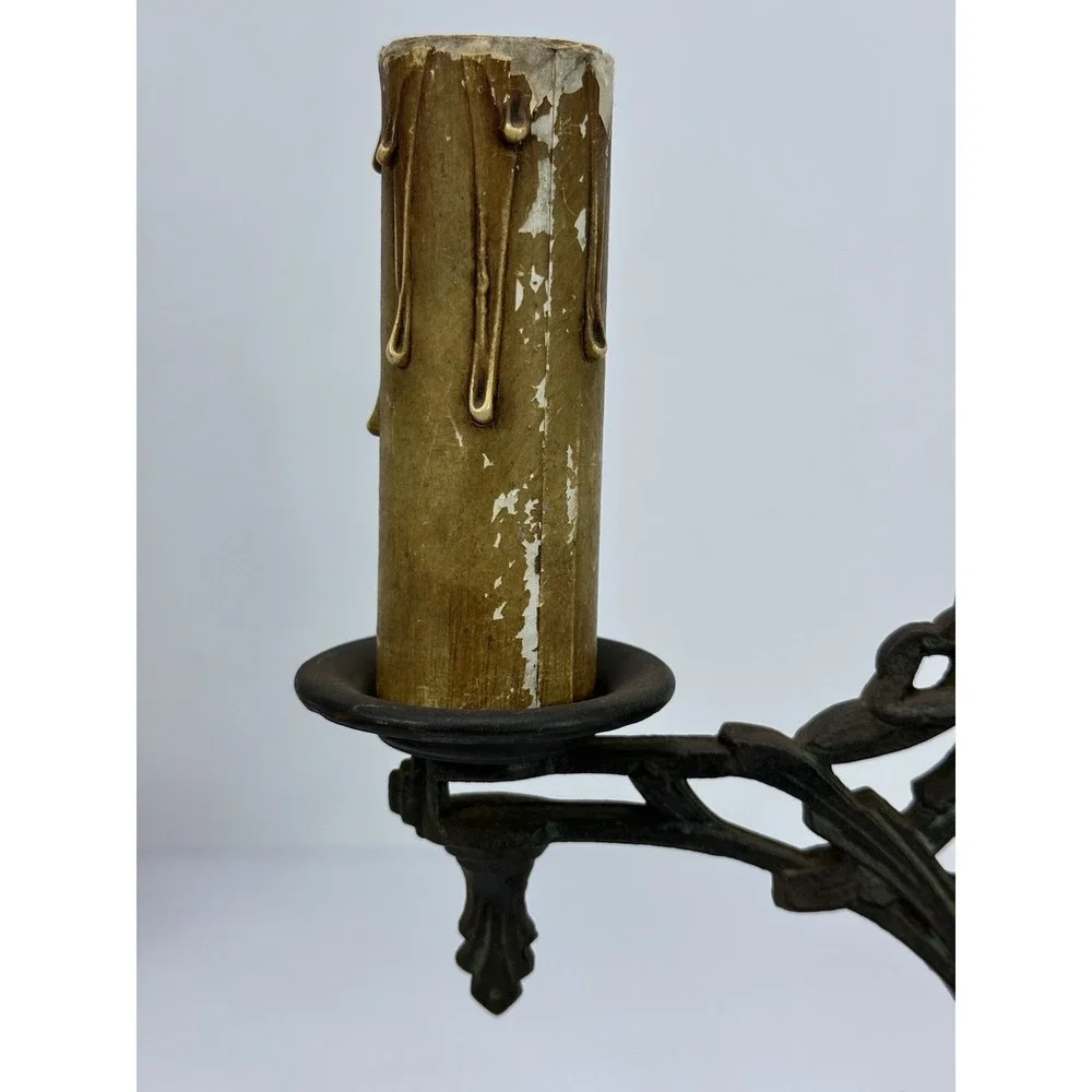 Vintage Art Deco Nouveau Gothic Candelabra Cast Iron Table Lamp No Wiring